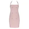 Ocstrade Pink Halter Neck Tweed Party Dress Arrival Sexy Bodycon Summer Women Night Club 210527