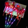 LED Party Favor Decoration Light Up Glowing Red Rose Flower Wands Clear Ball Stick voor bruiloft Valentijnsdag Sfeer Decor