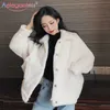 Aelegantmis Mysiga Faux Lambswool Fleece Jackor Höst Vinter Varm Fur Jacka Kvinnor Casual Coats Ladies Loose Pocket Ytterkläder 210607