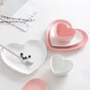 Frosted Ceramic Tableware Breakfast Plate Love Heart Dish Shaped Bowl Couple Creative Dessert plates hollowware 210928