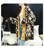 Open Stitch Leopard Casual Cardigans Women Fashion Long Sweater and Cardigans Red and Yellow Oversized Knit Jacket Out Coat 210812