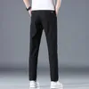 Zomer heren casual broek mannen broek slim fit werk elastische taille licht dunne koel grijs kaki zwarte broek man 28-38 210715