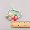 Été enfants Simple mignon coloré perles acrylique fruits élastique cheveux corde mode douce fille princesse queue de cheval coiffure