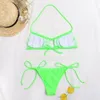 Neon Green Bikinis Mujer High Cut Swimsuit Female Sports BandeauSwimwear Women Out Bathing Suit Sexy Biquini Beachwear 210520