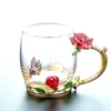 320 / 350ML Bella tazza smaltata, vetro, set per la casa, tè ai fiori, tazza di caffè in cristallo, boccale di birra, regalo di nozze per coppia 210326