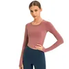 L128 Cropped Hoodie Slim Fit Sweatshirts Yoga Tops Outfit AllMatch Sportjasje Dames Vrije tijd Shirts met lange mouwen Hardlopen Fi9433406