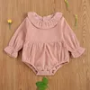 0-24m Wiosna Jesień Urodzony Niemowlę Baby Girl Pajacyki Z Długim Rękawem Kombinezon Cute Peter Pan Collar Odzież 210515