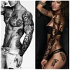 Meterhine 46 ark full och halv arm vattentät tillfällig falska tatuering klistermärken för män kvinnor tjej uttrycker kropp axel bröst ne4052844
