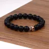 German Fashion Casual Bracelet Natural Bright Black Stone Beads Beaded Gold Color Football Shape Zircon Decorative Bracelet