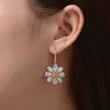 2021 Flower Topaz Diamond Dangle Earring 100% Originele 925 Sterling Silver Party Wedding Drop Oorbellen voor vrouwen Charm Sieraden
