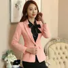 Women Notched Collar Blazer With Slanted Pocket Fall Winter Green Gray Single Button Jackets Slim Coat 5XL 6XL 7XL 211019