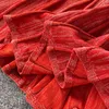 Automne femmes élégantes lumineux soie tricoté deux pièces ensemble mode demi manches hauts + jupe plissée dames solide costume décontracté 211119