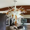 Lampada moderna per soggiorno Bianco e Amber colorato a mano soffiato in vetro di Murano lampadario di lusso lampade a sospensione di lusso 32x32 pollici LED sorgente di luce casa decorazione della camera da letto