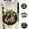 Dekorativa f￶rem￥l Figurer V￤lkommen/Hello Sign Wreath Set ytterd￶rrh￤ngare med b￥ge runt utomhus h￤ngande vertikalt hem