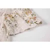Summer Women's Blouse Vintage Apricot Crochet Embroidery Korean Elegant Floral Print O Neck Short Sleeve Shirt Tops 210515