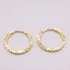 Boucles d'oreilles en or jaune 18 carats véritable pur cadeau cercle sculpté environ 1,5 g pour femme Huggie