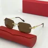 Solglasögon för män och kvinnor Luxury Designer Glasögon Ramlös dekorativ berömmelse Big Rectangle Frame Lenss Bekväma Original Box Sunnies Visor 2021