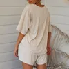 casual shorts sets women two piece top summer autumn loose wide leg lounge wear matching set 210427