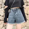 Caual Summer Ladies Shorts Jeans för kvinnor Kvinnors Denim Classic Vintage High Waist Blue Wide Leg Kvinna 9517 210506