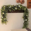 パーティー喜び造花ガーランド偽の牡丹Eucalyptus vine greenery greeneryのぶら下がっている結婚式のホームパーティーガーデンクラフトアートの装飾210925