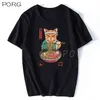 NEKO RAMEN Japonya Kedi Anime T Gömlek erkek Yüksek Kaliteli Estetik Pamuk Serin Vintage T-Shirt Harajuku Streetwear Camisetas Hombre 210707