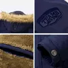 Män Parka Vinter Fashion Fur Collar Hooded Jacket Coat Militär Vindtät Multi-Pocket Outdoor Casual's Jackets 211206