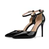 Dress Shoes Ankle Strap High Sandals Patent Leather Heels Hollow Thin Heeled Summer Sandal Nude Size 33