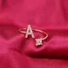 A-Z or lettre métal réglable ouverture anneau initiales nom alphabet femme créative bagues à la mode bijoux de fête