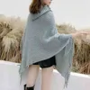 Kvinnor Vinter Koreansk Furry Soft Loose Turtleneck Sweater Tassel Cloak Casual Long Knit Poncho Harajuku 210428