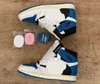 Jumpman 1 zapato Fragmento 1 High OG SP Low Shoes Military Blue TS Black Sail Shy Pink Hombres Mujeres Sports Sneaker Trainers Con caja original