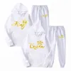 Couple de mode Sportwear Set King ou Queen Imprimé Costumes à capuche 2PCS Couples Design Streetwear Sweat à capuche et pantalons de survêtement 211220