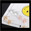 Boucles d'oreilles bijoux livraison directe 2021 creux animal de compagnie chat chien patte impression boucle d'oreille femmes fille mode chiot mémorial minimaliste empreinte animale goujon X