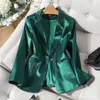 Costumes pour femmes Blazers arrivée automne automne formel Blazer femmes mode dames violet vert solide manteau femme mince bouton unique veste