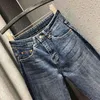 Personalized Side Paneled Jeans Dames Lente Hoge Taille Trend Straight Enkle-length Denim Broek 5b923 210427