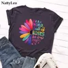 Femmes T-shirt Plus Taille S-5XL Nouvelles marguerites Imprimer Femmes T-shirt 100% coton Femmes Chemises O Cou T-shirts à manches courtes T-shirt d'été 210324