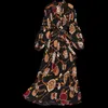 Plus size dames s high -end westernstijl vroege herfst lange jurk om te enkel allemaal match mooie lady uk019 210507