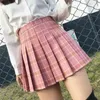 QRWR XS-3XL Plaid Sommer Frauen Rock Hohe Taille Nähte Student Falten Rock Nette Süße Mädchen Tanz Mini Rock 210730