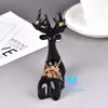 Solid Black Lying Down Deer Crystal Ball Display Stand Resin Decor Sphere Stand