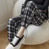 Lente zomer vrouwen hoge taille casual plaid enkellange broek vrouwelijke losse leggings harem 210430