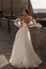 Katherine Joyce 2021 Boho Trouwjurken Afneembare Lange Mouw Kant Geappliceerd Sweetheart Backless Bruidsjurken Robe de Mariée