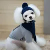 Ropa para perros, gorro de punto cálido para invierno para mascotas, conjunto de bufanda, gorros para perros, productos para mascotas, gorro de Cosplay divertido para Chihuahua, accesorios para cachorros F