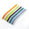 18cm/20cm/25cm Reusable Eco Borosilicate Glass Drinking Straws Clear Colored Bent Straight Milk Cocktail Straw