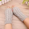 Fingerlösa handskar kvinnor mode hand varmare vinter arm virkning stickning faux ullmittan varm
