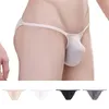 Underpants Men's Sexy Low Rise Breathable Bikini Briefs Enlarge Pouch G-String Thongs Solid Color Fashion Male Clothes