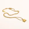 Never Fading 14K Gold Plated Luxury Brand Designer Pendants Necklaces Stainless Steel Letter Prints Choker Pendant Necklace Beads Chain Jewelry Accessories