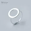 Classic Round Shape Sterling Silver 925 Ring for Women Fashion Open Adjustable Finger Fine Jewelry Girl Gift 210707