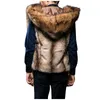 Hommes gilets hiver hommes vestes mode hommes fourrure gilet à capuche épais chaud gilets sans manches manteau vêtements d'extérieur grande taille