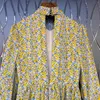 Robe florale d'impression vintage pour femmes col d'arc à manches longues Hit couleur élégante robes de printemps mode féminine 210520