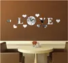 Wall Clocks Creative Mirror Love Personalized Three Dimensional Acrylic Clock Living Room Paste DIY Decoration