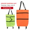 Storage Bags Shopper Bag Folding Wheels On Trolley Lightweight Grocery Shopping Foldable Packaging Organizer Beach